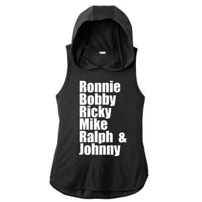 Ronnie Bobby Ricky Mike Ralph And Johnny Ladies PosiCharge Tri-Blend Wicking Draft Hoodie Tank