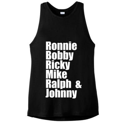 Ronnie Bobby Ricky Mike Ralph And Johnny Ladies PosiCharge Tri-Blend Wicking Tank