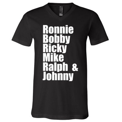 Ronnie Bobby Ricky Mike Ralph And Johnny V-Neck T-Shirt