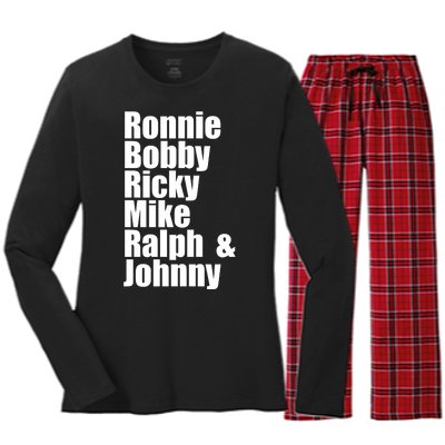 Ronnie Bobby Ricky Mike Ralph And Johnny Women's Long Sleeve Flannel Pajama Set 