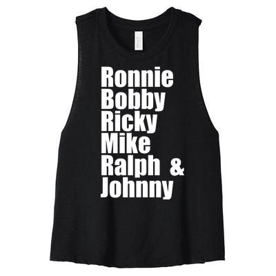 Ronnie Bobby Ricky Mike Ralph And Johnny Women's Racerback Cropped Tank