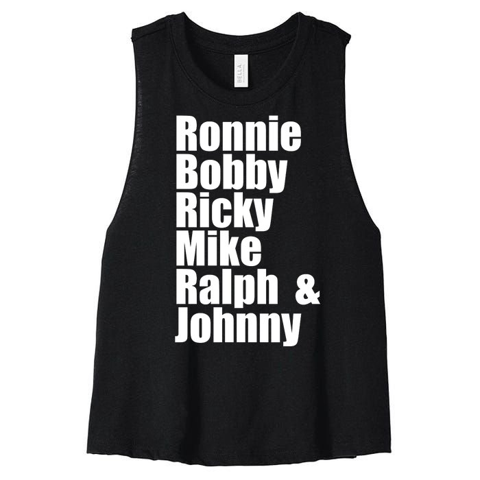 Ronnie Bobby Ricky Mike Ralph And Johnny Women's Racerback Cropped Tank