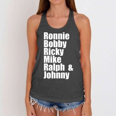 Ronnie Bobby Ricky Mike Ralph And Johnny Women's Knotted Racerback Tank