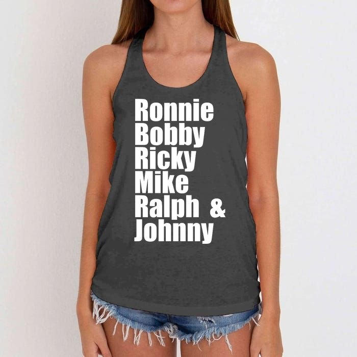 Ronnie Bobby Ricky Mike Ralph And Johnny Women's Knotted Racerback Tank