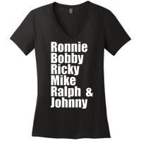 Ronnie Bobby Ricky Mike Ralph And Johnny Women's V-Neck T-Shirt