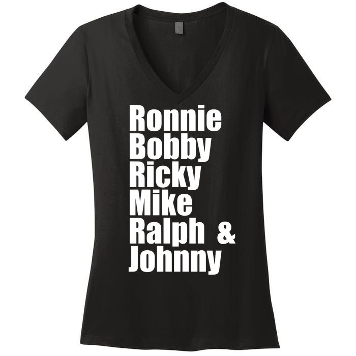 Ronnie Bobby Ricky Mike Ralph And Johnny Women's V-Neck T-Shirt