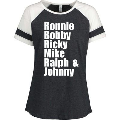 Ronnie Bobby Ricky Mike Ralph And Johnny Enza Ladies Jersey Colorblock Tee