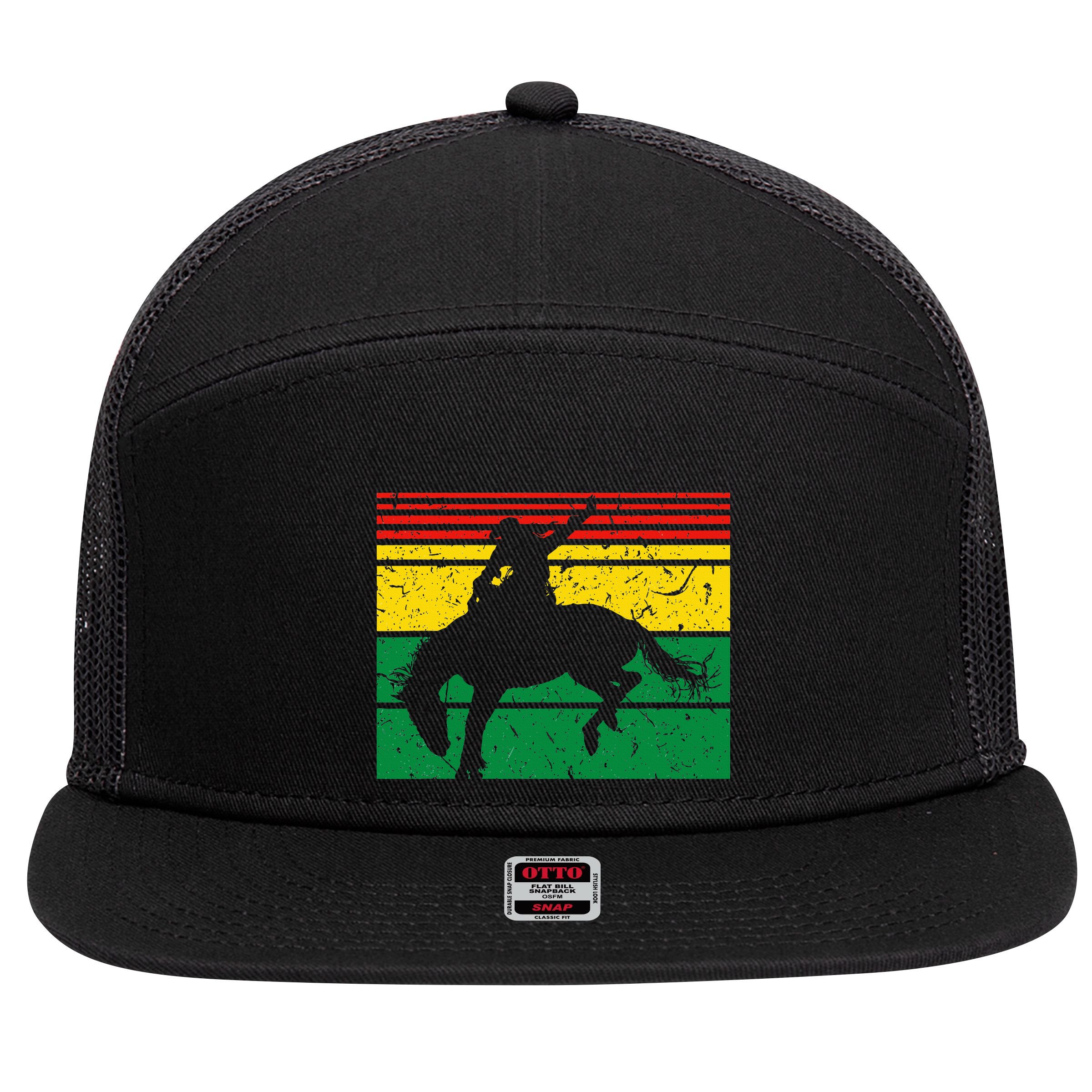 Rodeo Bronc Riding African American Cowgirl Graphic 7 Panel Mesh Trucker Snapback Hat