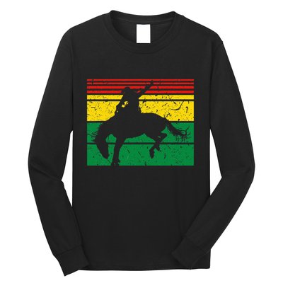 Rodeo Bronc Riding African American Cowgirl Graphic Long Sleeve Shirt