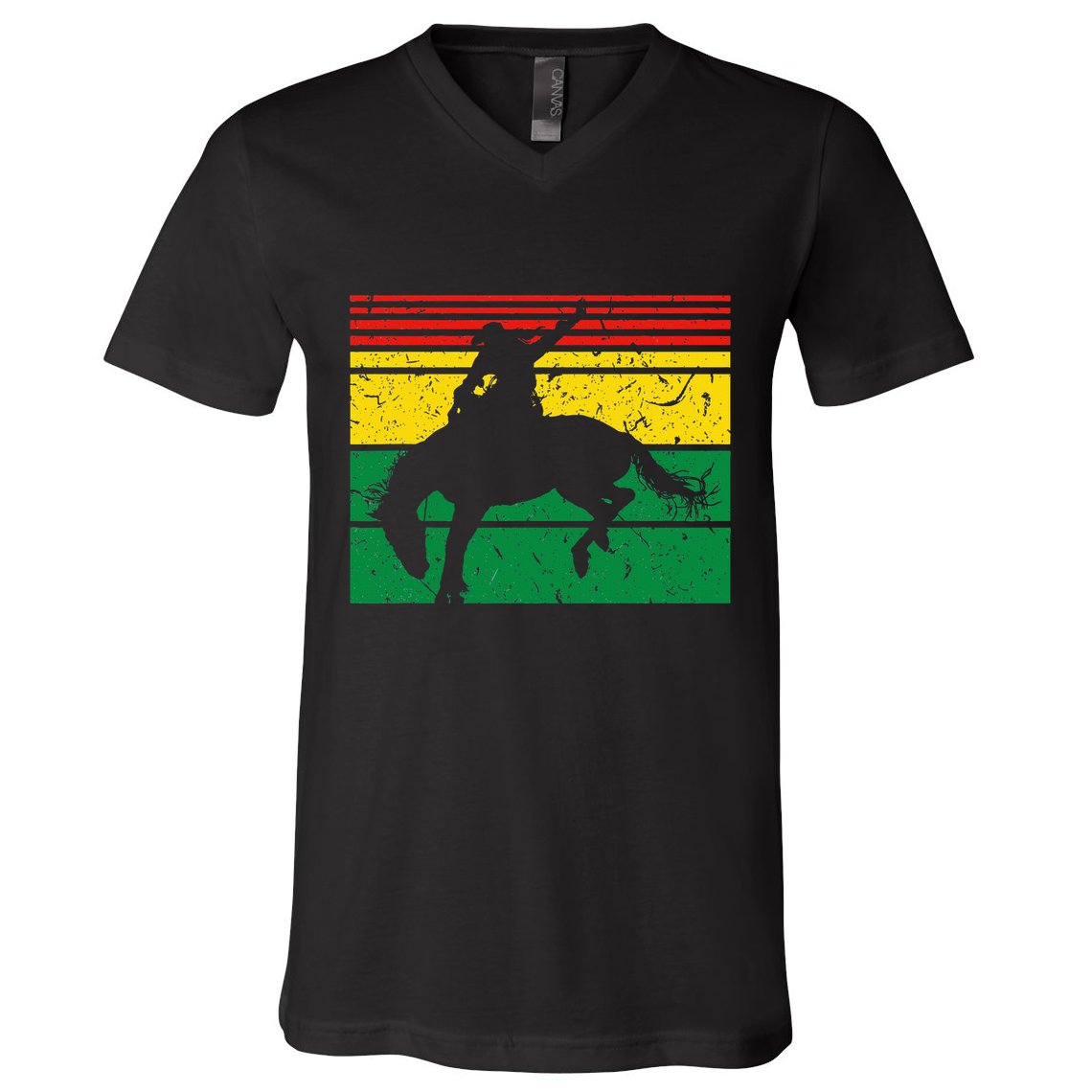 Rodeo Bronc Riding African American Cowgirl Graphic V-Neck T-Shirt