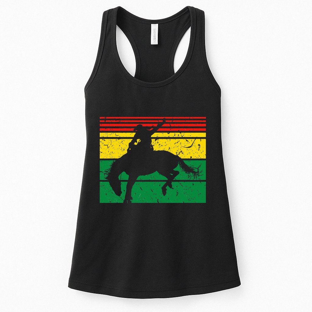 Rodeo Bronc Riding African American Cowgirl Graphic Womens Tank Top
