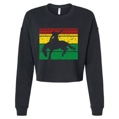 Rodeo Bronc Riding African American Cowgirl Graphic Cropped Pullover Crew