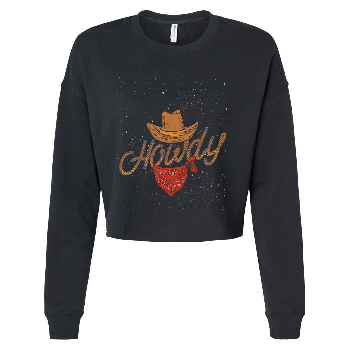 Rodeo Bull Riding Western Texas Howdy Yeehaw Cowboy Cropped Pullover Crew
