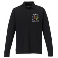 Robot Builder Robotics Engineer Funny Robot Engineering Performance Long Sleeve Polo