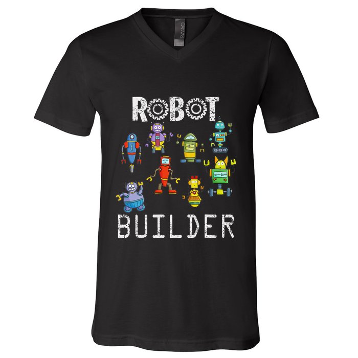 Robot Builder Robotics Engineer Funny Robot Engineering V-Neck T-Shirt