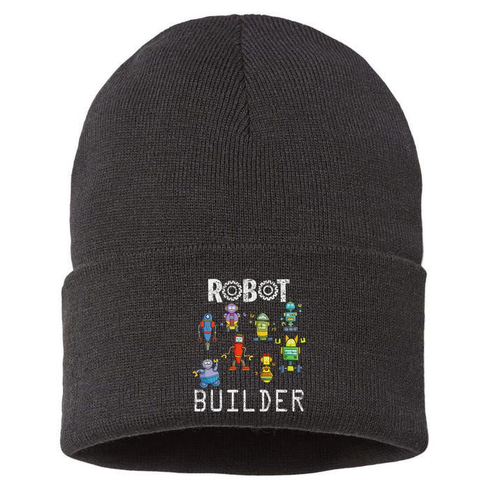 Robot Builder Robotics Engineer Funny Robot Engineering Sustainable Knit Beanie