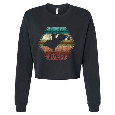 Rodeo Bull Riding Vintage Cowboy Cropped Pullover Crew