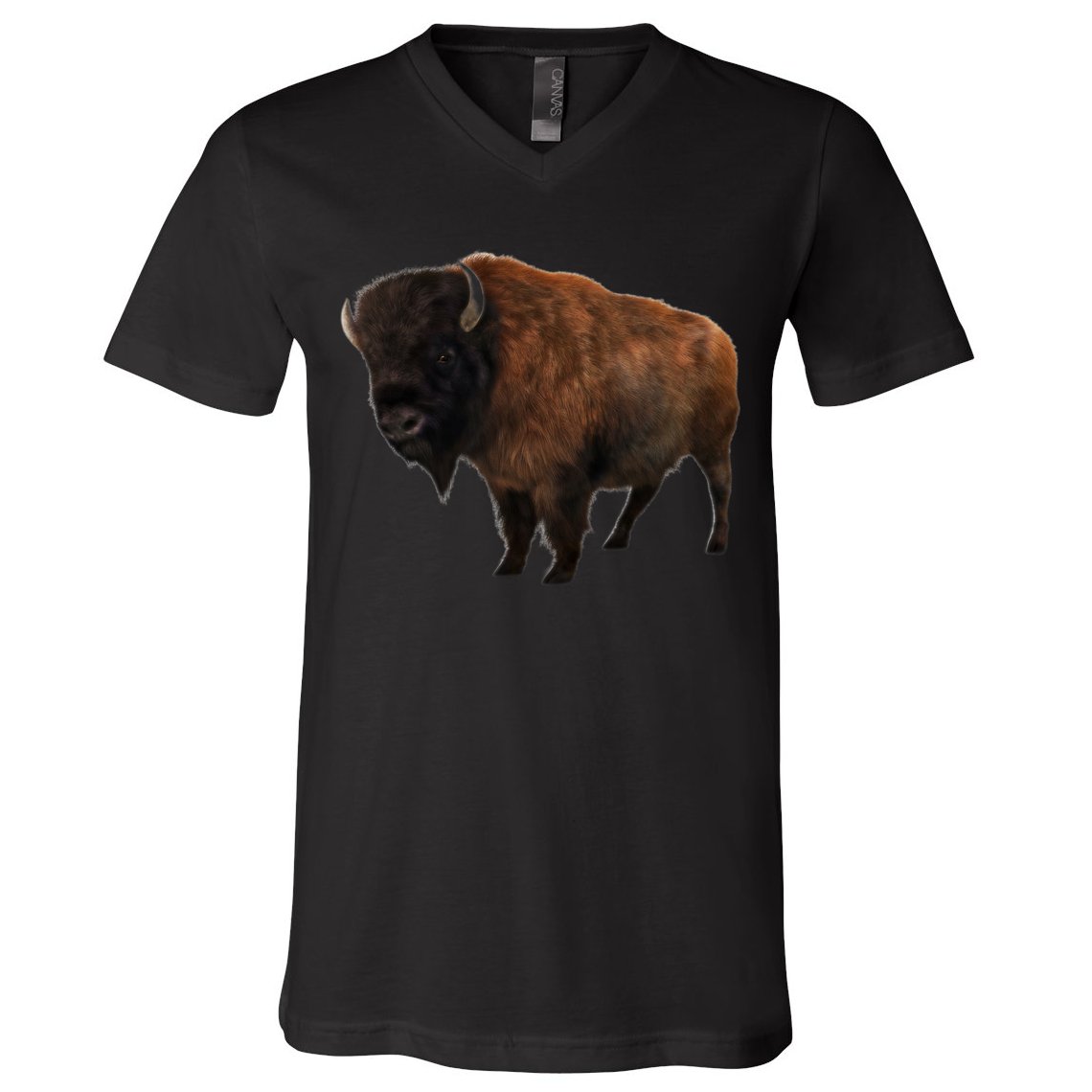 Realistic Bison V-Neck T-Shirt