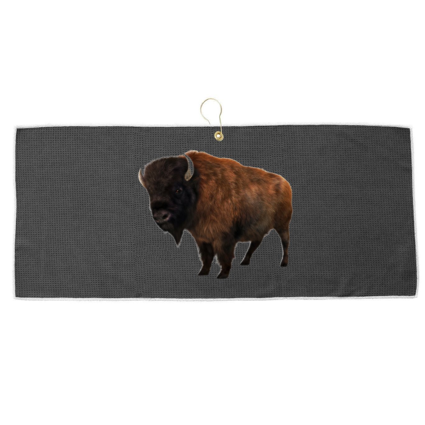Realistic Bison Large Microfiber Waffle Golf Towel
