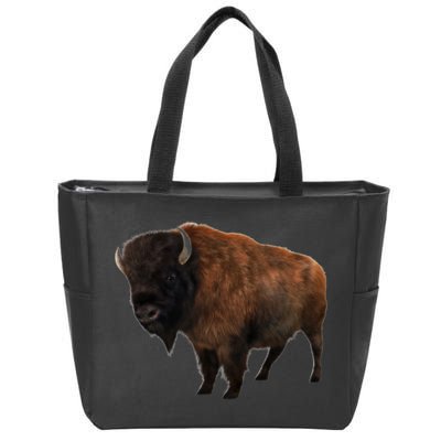 Realistic Bison Zip Tote Bag