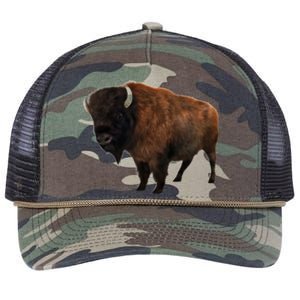 Realistic Bison Retro Rope Trucker Hat Cap