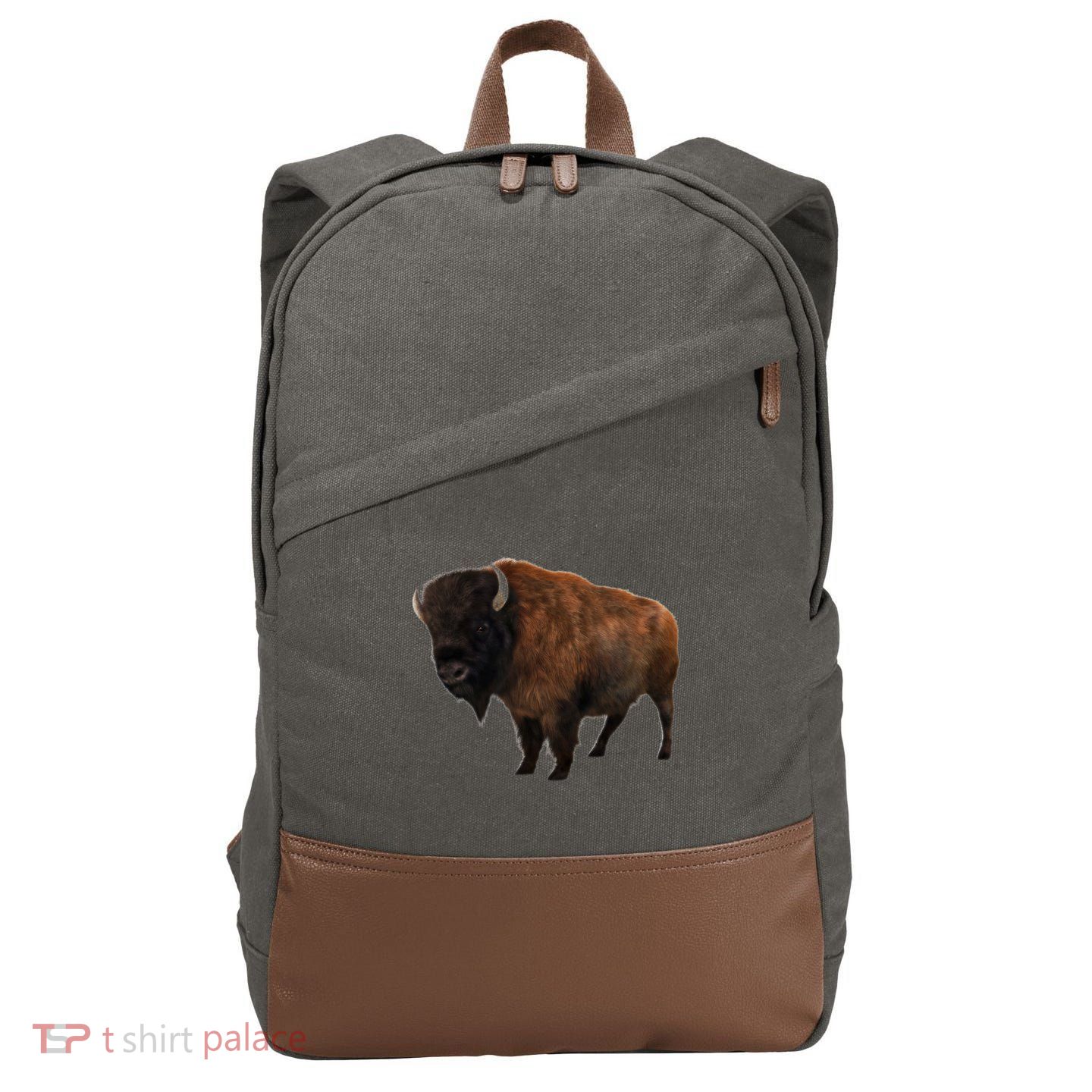 Realistic Bison Cotton Canvas Backpack