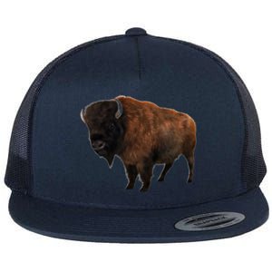 Realistic Bison Flat Bill Trucker Hat