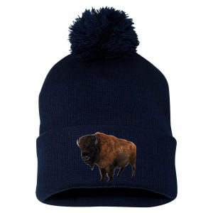 Realistic Bison Pom Pom 12in Knit Beanie