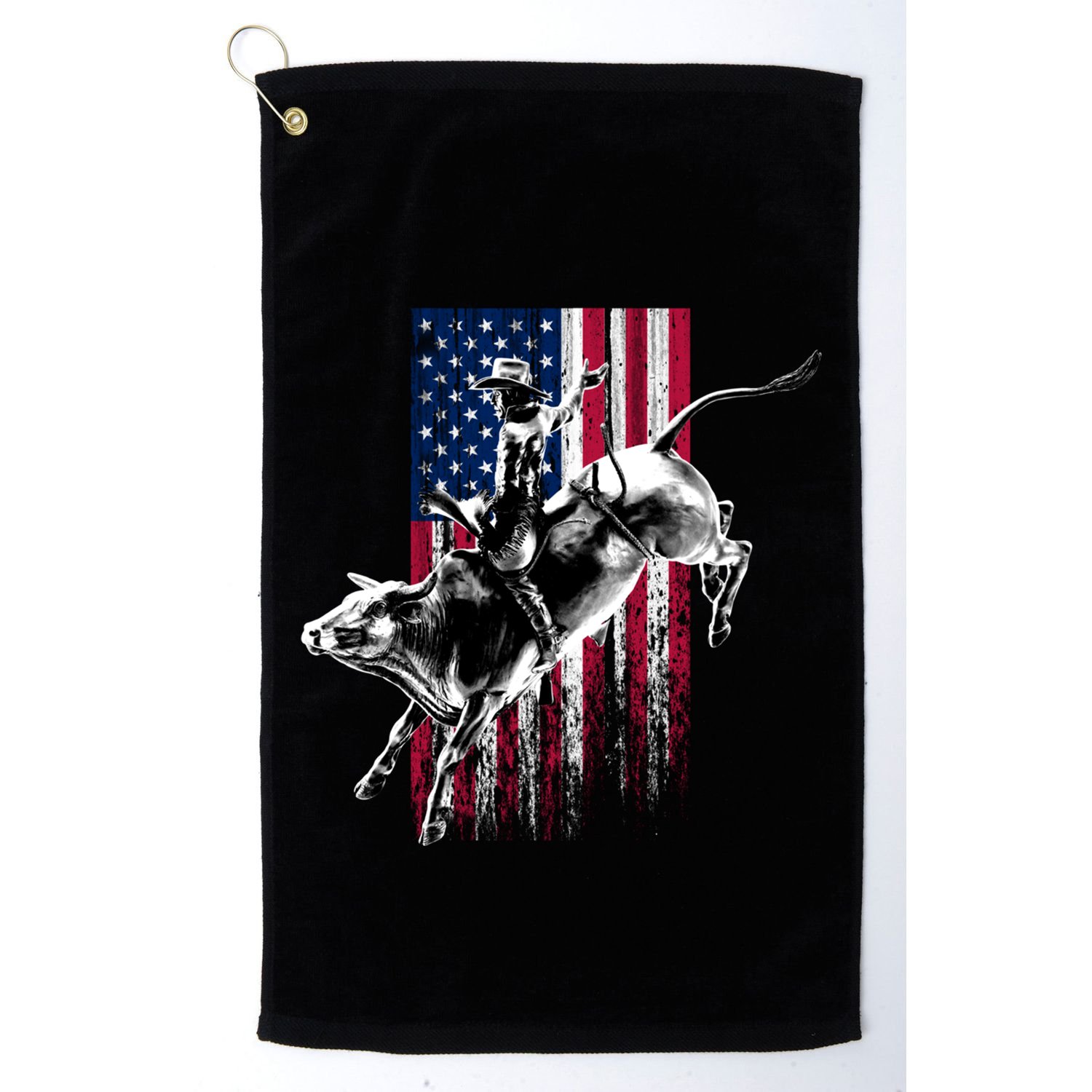 Rodeo Bull Rider Patriotic American Flag Gift For Cow Gift Golf Towel
