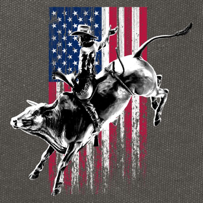 Rodeo Bull Rider Patriotic American Flag Gift For Cow Gift Cotton Canvas Backpack