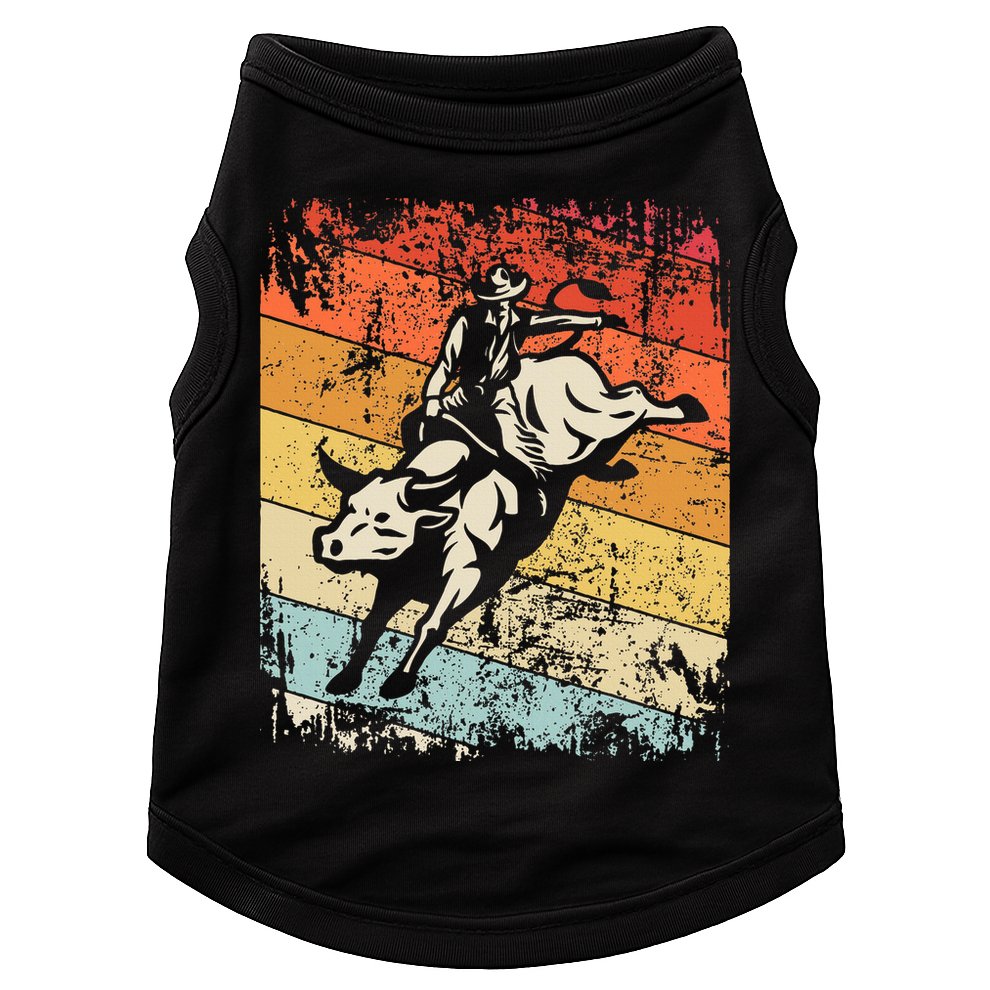 Retro Bull Riding For Cowboy Doggie Tank