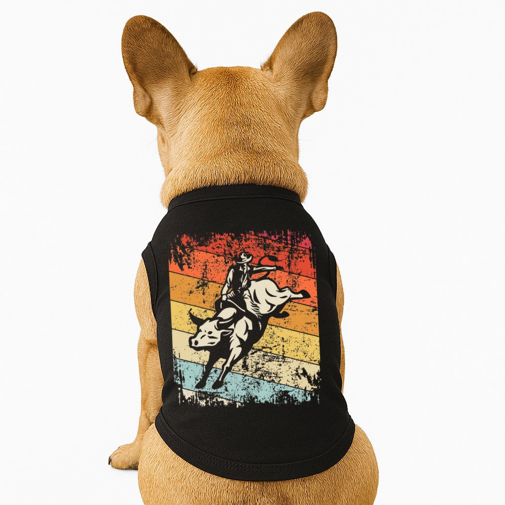 Retro Bull Riding For Cowboy Doggie Tank