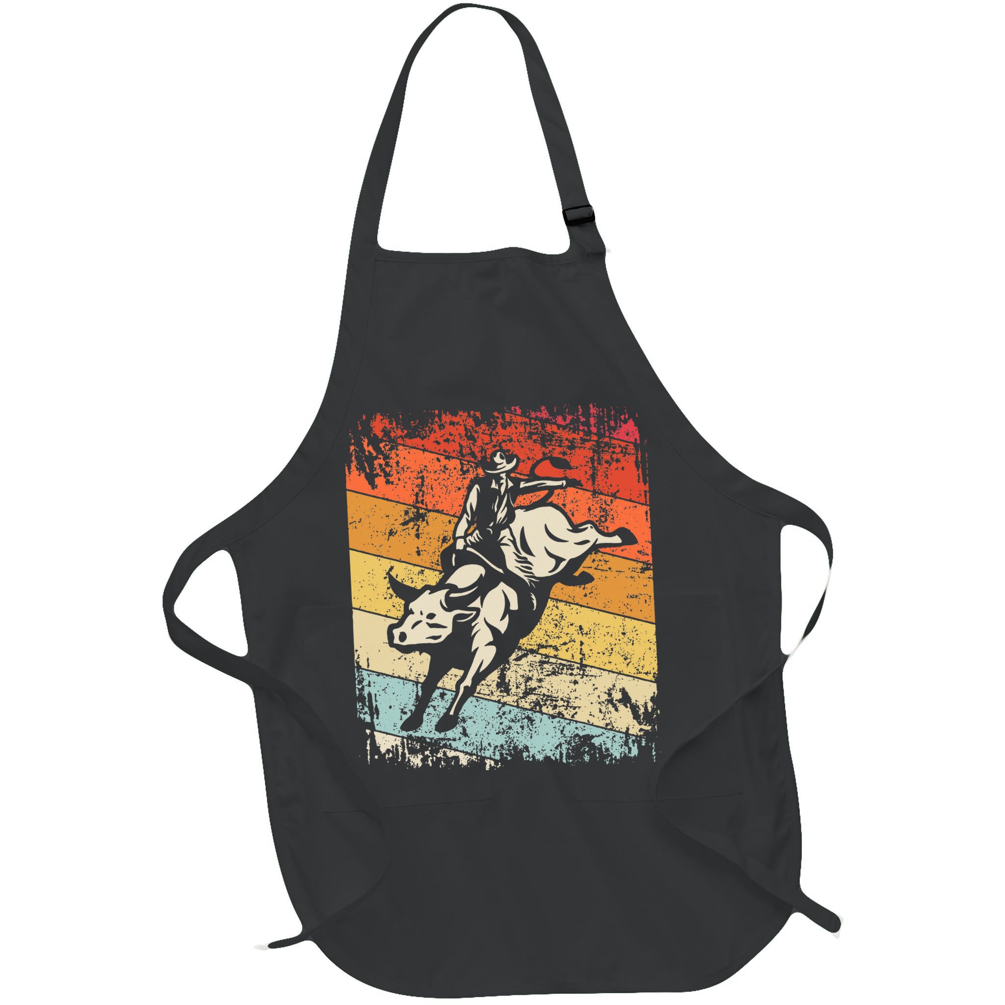 Retro Bull Riding For Cowboy Apron