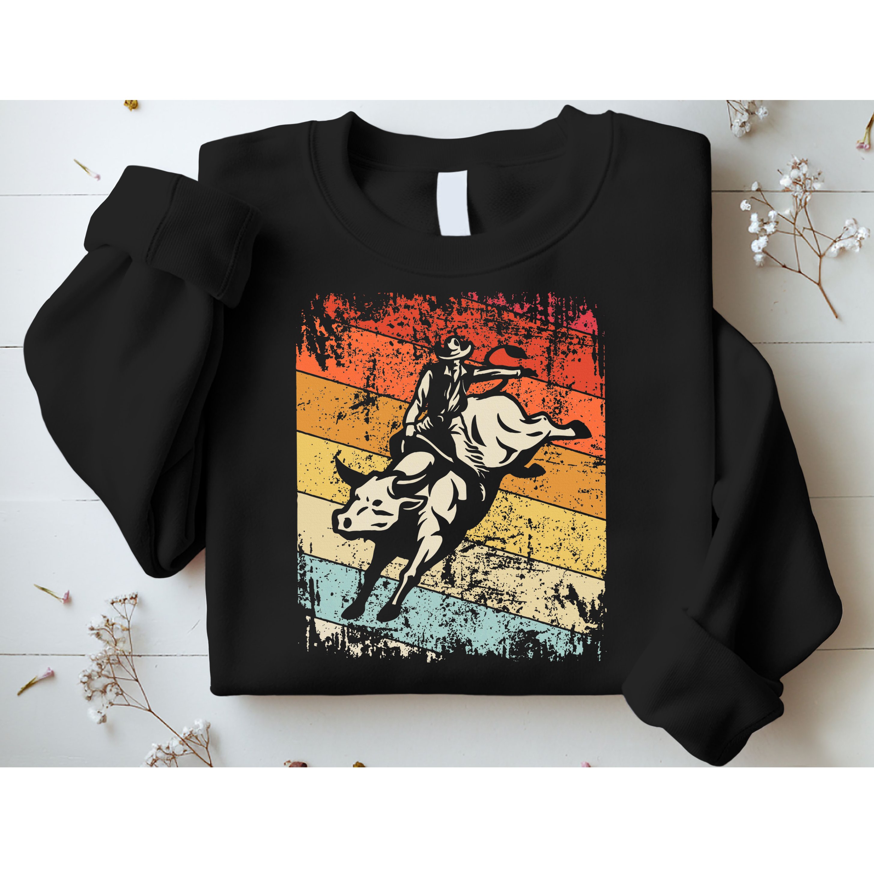 Retro Bull Riding For Cowboy Sweatshirt