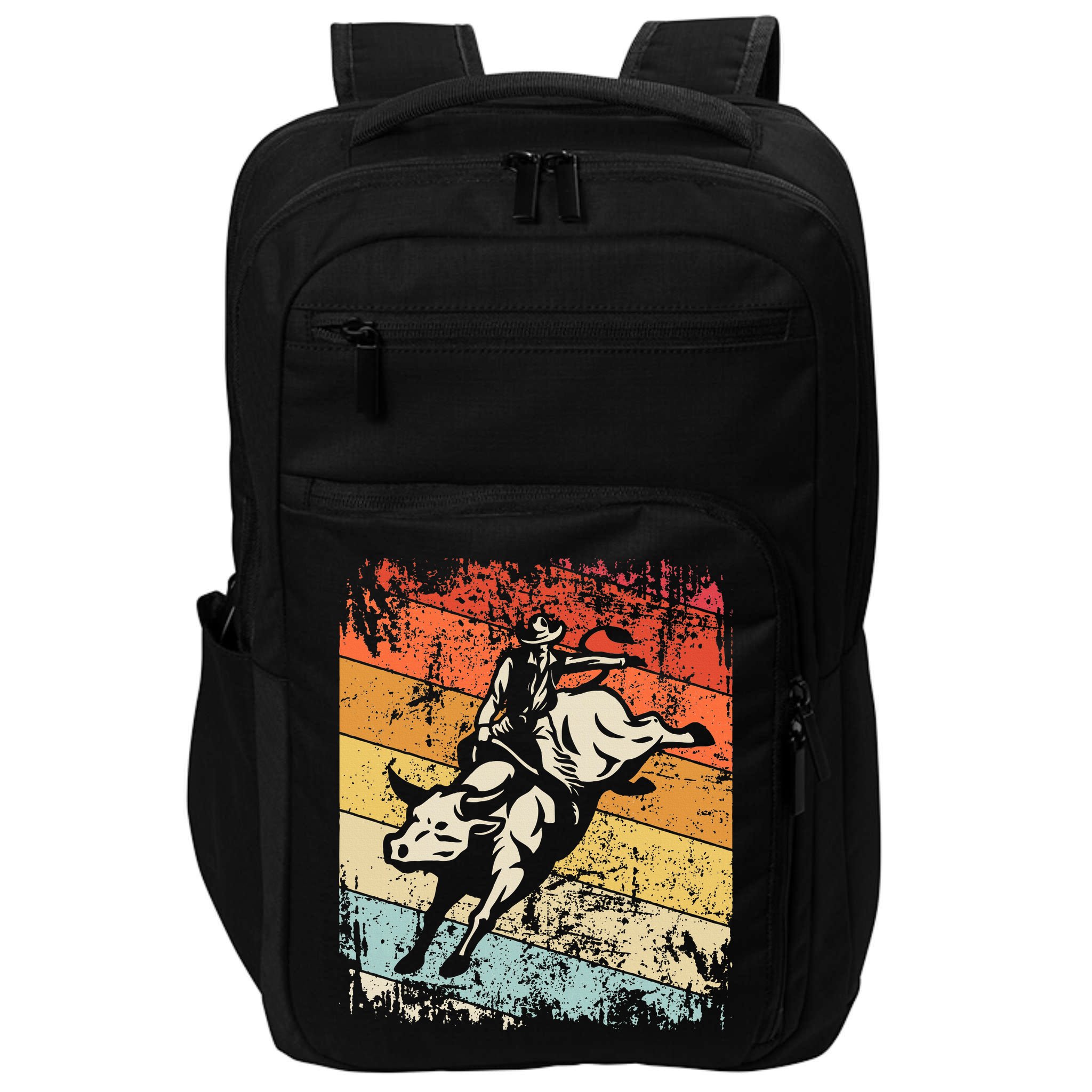 Retro Bull Riding For Cowboy Impact Tech Backpack