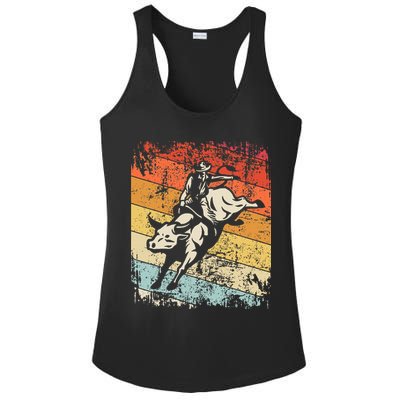Retro Bull Riding For Cowboy Ladies PosiCharge Competitor Racerback Tank