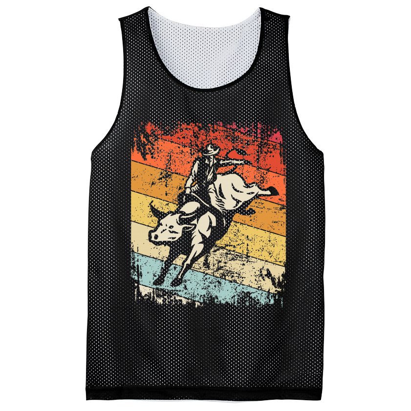 Retro Bull Riding For Cowboy Mesh Reversible Basketball Jersey Tank