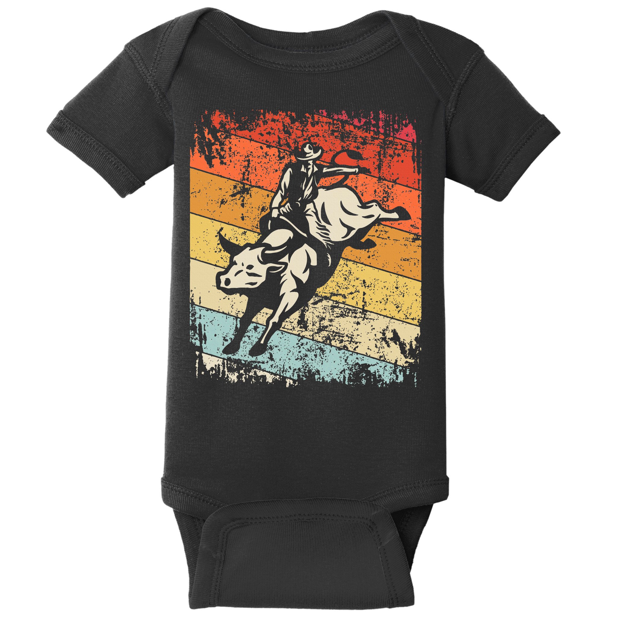 Retro Bull Riding For Cowboy Baby Bodysuit