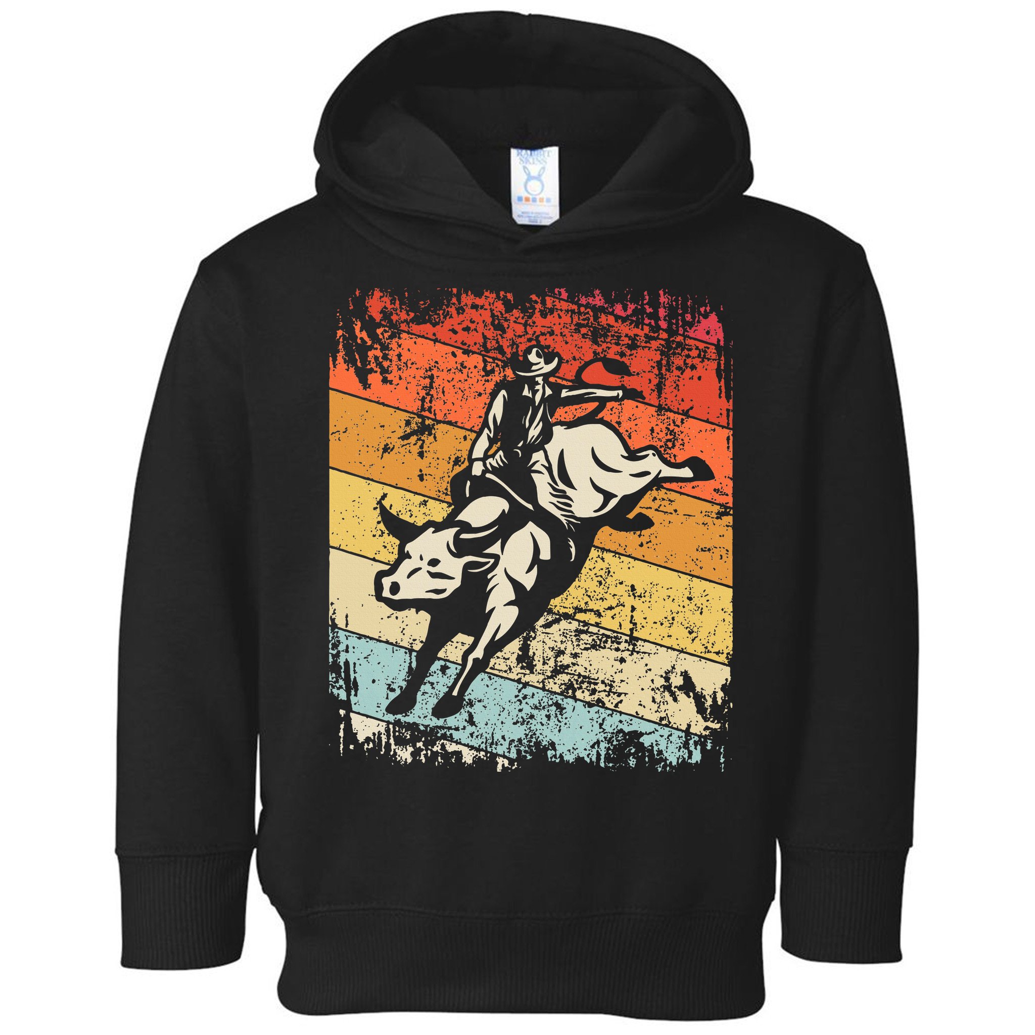 Retro Bull Riding For Cowboy Toddler Hoodie
