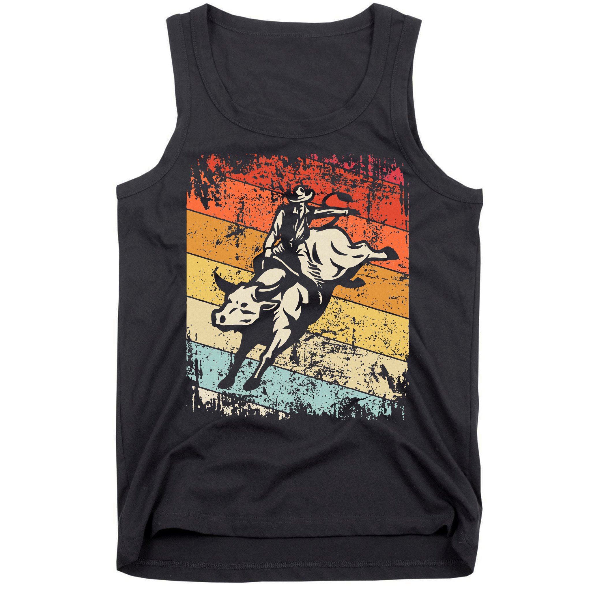 Retro Bull Riding For Cowboy Tank Top