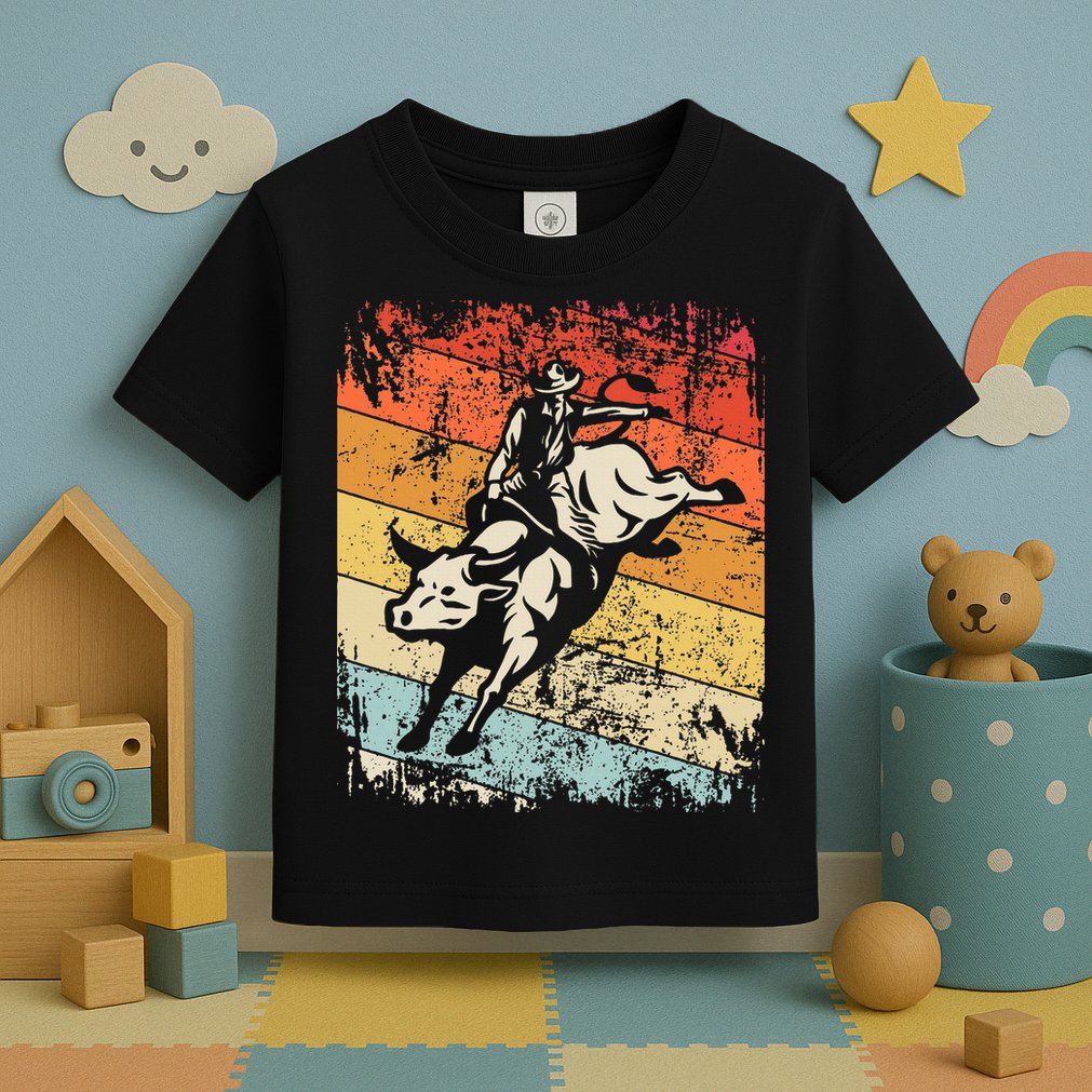 Retro Bull Riding For Cowboy Toddler T-Shirt