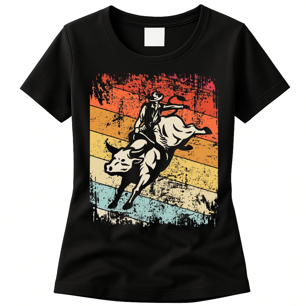 Retro Bull Riding For Cowboy Womens T-Shirt