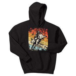 Retro Bull Riding For Cowboy Kids Hoodie