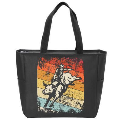 Retro Bull Riding For Cowboy Zip Tote Bag