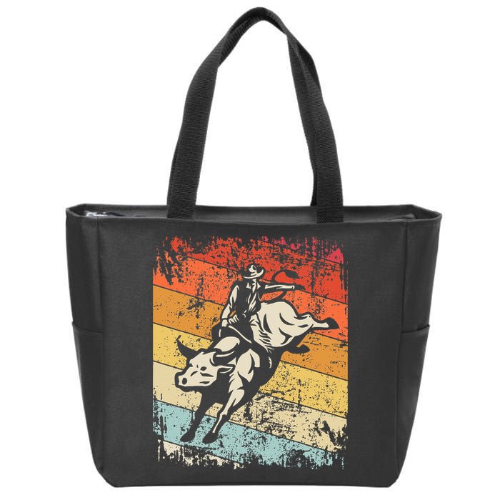 Retro Bull Riding For Cowboy Zip Tote Bag