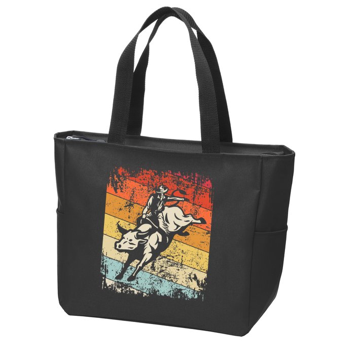 Retro Bull Riding For Cowboy Zip Tote Bag