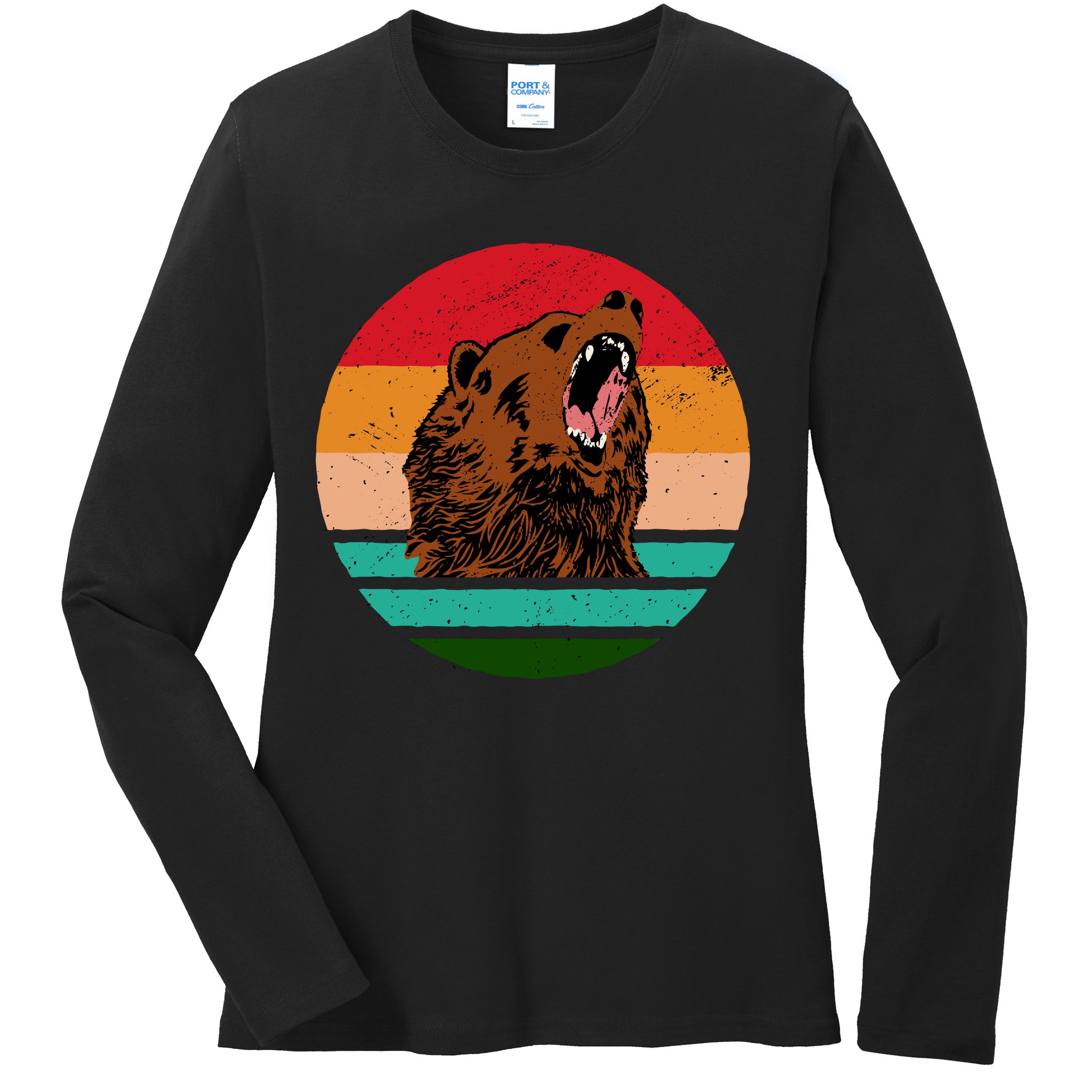 Retro Bear Ladies Long Sleeve Shirt