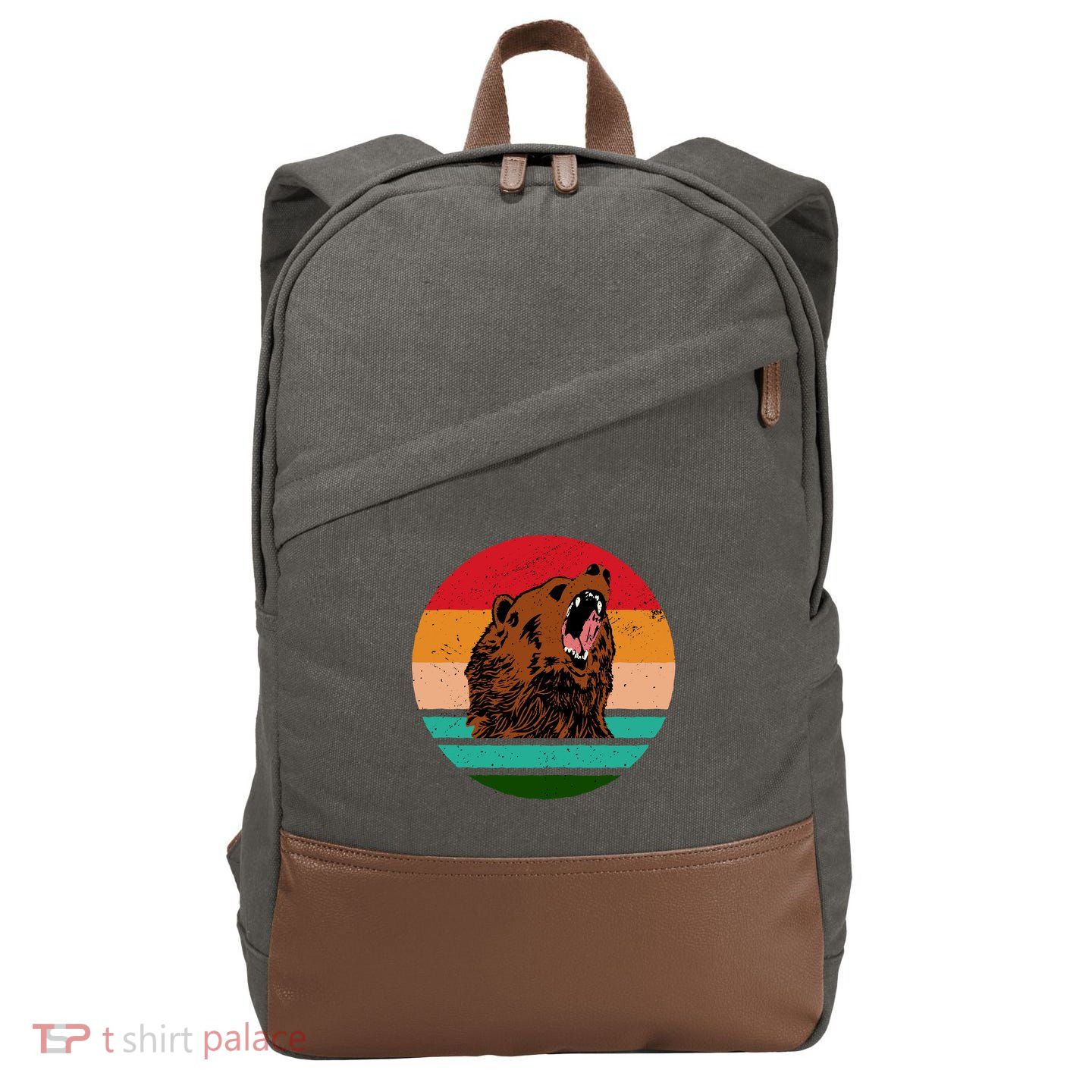 Retro Bear Cotton Canvas Backpack