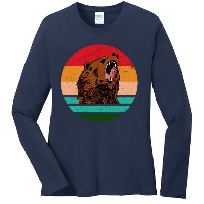 Retro Bear Ladies Long Sleeve Shirt