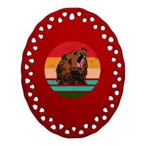 Retro Bear Ceramic Oval Ornament